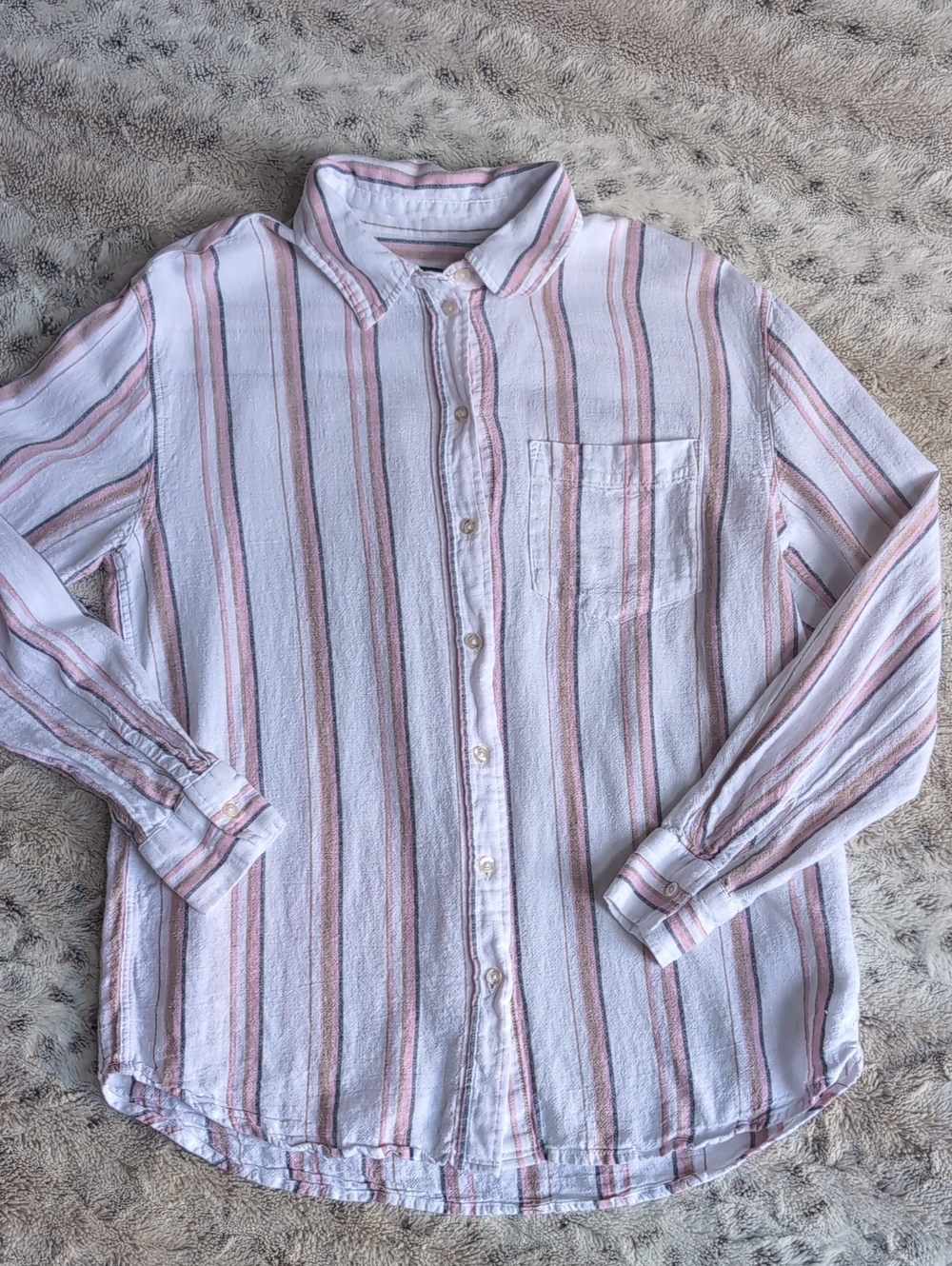 Gap Linen Blend Striped Button Down Shirt